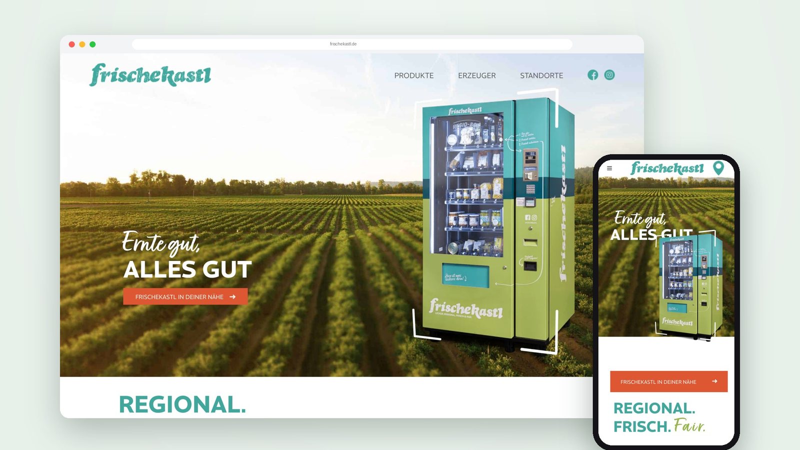 Website für Hofladen-Automaten auf Laptop und Smartphone